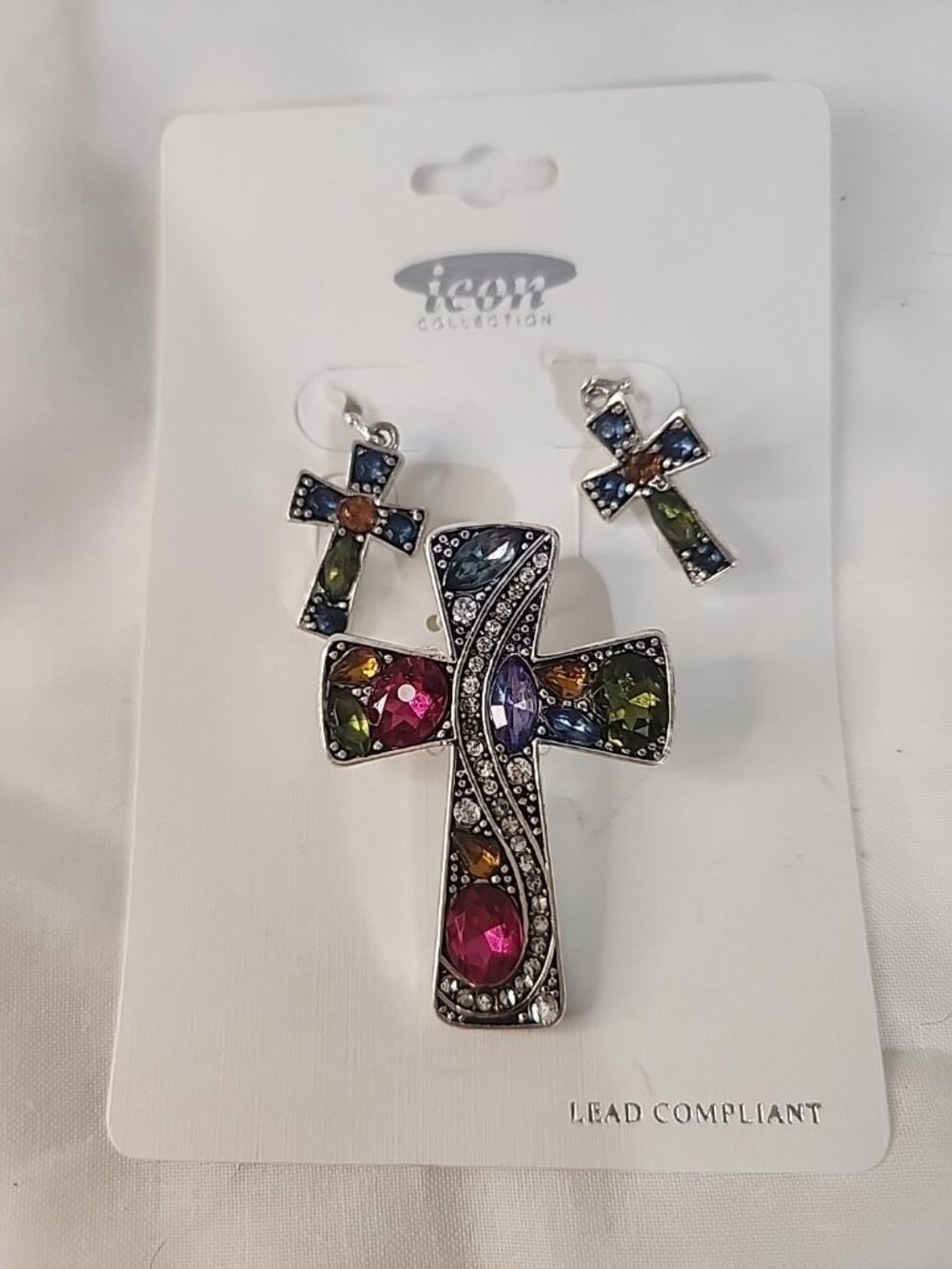 Cross Jewelry Colorful Cross Pendant And Dangle Earrings  New